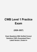 CWB Level 1 Certification Exam Questions and Answers 2026-2027 &vert; Canadian Welding Bureau Study Guide