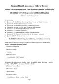 Advanced Health Assessment Midterm Review&colon; &NewLine;Comprehensive Questions&comma; Four-Option Answers&comma; and Clearly &NewLine;Identified Correct Responses for Clinical Practice