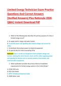 Limited Energy Technician Exam Practice &NewLine;Questions And Correct Answers &NewLine;&lpar;Verified Answers&rpar; Plus Rationale 2026 &NewLine;Q&A&vert; Instant Download Pdf 