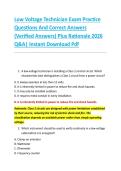 Low Voltage Technician Exam Practice &NewLine;Questions And Correct Answers &NewLine;&lpar;Verified Answers&rpar; Plus Rationale 2026 &NewLine;Q&A&vert; Instant Download Pdf  