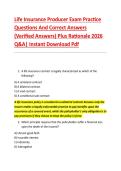 Life Insurance Producer Exam Practice &NewLine;Questions And Correct Answers &NewLine;&lpar;Verified Answers&rpar; Plus Rationale 2026 &NewLine;Q&A&vert; Instant Download Pdf 