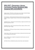 WGU D677- Elementary Literacy&NewLine;Curriculum Practice Questions With&NewLine;Answers&lpar;100&percnt; ACCURATE&rpar;&NewLine;