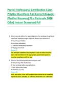Payroll Professional Certification Exam &NewLine;Practice Questions And Correct Answers &NewLine;&lpar;Verified Answers&rpar; Plus Rationale 2026 &NewLine;Q&A&vert; Instant Download Pdf