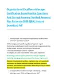 Organizational Excellence Manager &NewLine;Certification Exam Practice Questions &NewLine;And Correct Answers &lpar;Verified Answers&rpar; &NewLine;Plus Rationale 2026 Q&A&vert; Instant &NewLine;Download Pdf  