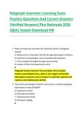 Polygraph Examiner Licensing Exam &NewLine;Practice Questions And Correct Answers &NewLine;&lpar;Verified Answers&rpar; Plus Rationale 2026 &NewLine;Q&A&vert; Instant Download Pdf 