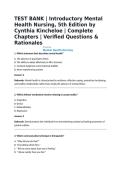 TEST BANK &vert; Introductory Mental Health Nursing&comma; 5th Edition by Cynthia Kincheloe &vert; Complete Chapters &vert; Verified Questions & Rationales