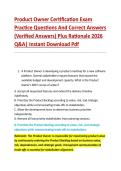 Product Owner Certification Exam &NewLine;Practice Questions And Correct Answers &NewLine;&lpar;Verified Answers&rpar; Plus Rationale 2026 &NewLine;Q&A&vert; Instant Download Pdf  