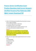 Process Server Certification Exam &NewLine;Practice Questions And Correct Answers &NewLine;&lpar;Verified Answers&rpar; Plus Rationale 2026 &NewLine;Q&A&vert; Instant Download Pdf