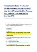 Professional in Talent Development &NewLine;Certification Exam Practice Questions &NewLine;And Correct Answers &lpar;Verified Answers&rpar; &NewLine;Plus Rationale 2026 Q&A&vert; Instant &NewLine;Download Pdf 