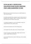 ECON 248 UNIT 5 CERTIFICATION&NewLine;EVALUATION EXAMS SOLVED QUESTIONS&NewLine;STUDY GUIDE GUARANTEED TO PASS