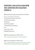 PROSTHETIC CPM ACTUAL EXAM PAPER&NewLine;2026 QUESTIONS WITH SOLUTIONS&NewLine;GRADED A&plus;