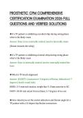 PROSTHETIC CPM COMPREHENSIVE&NewLine;CERTIFICATION EXAMINATION 2026 FULL&NewLine;QUESTIONS AND VERIFIED SOLUTIONS