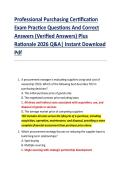 Professional Purchasing Certification &NewLine;Exam Practice Questions And Correct &NewLine;Answers &lpar;Verified Answers&rpar; Plus &NewLine;Rationale 2026 Q&A&vert; Instant Download &NewLine;Pdf  