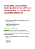 Quality Auditor Certification Exam &NewLine;Practice Questions And Correct Answers &NewLine;&lpar;Verified Answers&rpar; Plus Rationale 2026 &NewLine;Q&A&vert; Instant Download Pdf 