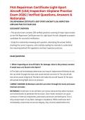 FAA Repairman Certificate Light-Sport Aircraft &lpar;LSA&rpar; Inspection&ndash;Airplane Practice Exam 2026 &vert; Verified Questions&comma; Answers & Rationales