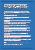 CRIMINAL JUSTICE FINAL EXAM 2026 UPDATE&NewLine;QUESTIONS AND CORRECT VERIFIED ANSWERS&NewLine;ALREADY GRADED A&plus; &lpar;BRAND NEW VISION&rpar;