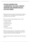 MCOLES LICENSING EXAM&NewLine;COMPREHENSIVE TEST BANK COMPLETE&NewLine;QUESTIONS AND ANSWERS PRACTICE&NewLine;SOLUTION VERIFIED