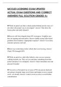 MCOLES LICENSING EXAM UPDATED&NewLine;ACTUAL EXAM QUESTIONS AND CORRECT&NewLine;ANSWERS FULL SOLUTION GRADED A&plus;