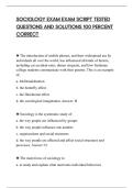 SOCIOLOGY EXAM EXAM SCRIPT TESTED&NewLine;QUESTIONS AND SOLUTIONS 100 PERCENT&NewLine;CORRECT