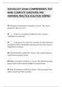 SOCIOLOGY EXAM COMPREHENSIVE TEST&NewLine;BANK COMPLETE QUESTIONS AND&NewLine;ANSWERS PRACTICE SOLUTION VERIFIED