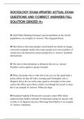 SOCIOLOGY EXAM UPDATED ACTUAL EXAM&NewLine;QUESTIONS AND CORRECT ANSWERS FULL&NewLine;SOLUTION GRADED A&plus;