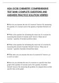 AQA GCSE CHEMISTRY COMPREHENSIVE&NewLine;TEST BANK COMPLETE QUESTIONS AND&NewLine;ANSWERS PRACTICE SOLUTION VERIFIED&NewLine;