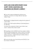 MARYLAND HOME IMPROVEMENT EXAM&NewLine;SCRIPT TESTED QUESTIONS AND&NewLine;SOLUTIONS 100 PERCENT CORRECT