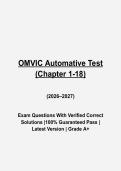 OMVIC Automotive Test Chapters 1-18 Questions and Answers 2026-2027 &vert; Certification Study Guide