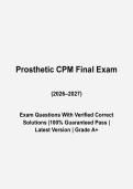 Prosthetics CPM Exam Questions and Answers 2026-2027 &vert; Prosthetic Certification Study Guide