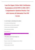 Lean Six Sigma Yellow Belt Certification &NewLine;Examination &lpar;AGACNP-C&rpar; 2026&ndash;2027 &vert; &NewLine;Comprehensive Question Practice Test &NewLine;with Answers & Rationales&vert; Free Pdf &NewLine;Access