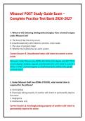 Missouri POST Study Guide Exam Prep 2026&sol;2027 &ndash; Complete Law Enforcement Practice Test Bank&comma; RSMo Statutes&comma; Constitutional Law & Detailed Rationales &lpar;Grade A&plus;&rpar;