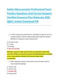 Radon Measurement Professional Exam &NewLine;Practice Questions And Correct Answers &NewLine;&lpar;Verified Answers&rpar; Plus Rationale 2026 &NewLine;Q&A&vert; Instant Download Pdf 
