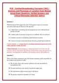 PCE - Certified Breastfeeding Counselor &lpar;CBC&rpar; &vert; Anatomy and Physiology of Lactation Exam Newest Actual Exam Questions&comma; Verified Answers&comma; and Clinical Rationales 2026&sol;2027 Edition