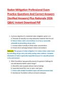 Radon Mitigation Professional Exam &NewLine;Practice Questions And Correct Answers &NewLine;&lpar;Verified Answers&rpar; Plus Rationale 2026 &NewLine;Q&A&vert; Instant Download Pdf  