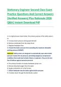 Stationary Engineer Second Class Exam &NewLine;Practice Questions And Correct Answers &NewLine;&lpar;Verified Answers&rpar; Plus Rationale 2026 &NewLine;Q&A&vert; Instant Download Pdf