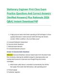 Stationary Engineer First Class Exam &NewLine;Practice Questions And Correct Answers &NewLine;&lpar;Verified Answers&rpar; Plus Rationale 2026 &NewLine;Q&A&vert; Instant Download Pdf 
