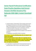 Senior Payroll Professional Certification &NewLine;Exam Practice Questions And Correct &NewLine;Answers &lpar;Verified Answers&rpar; Plus &NewLine;Rationale 2026 Q&A&vert; Instant Download &NewLine;Pdf 