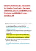 Senior Human Resources Professional &NewLine;Certification Exam Practice Questions &NewLine;And Correct Answers &lpar;Verified Answers&rpar; &NewLine;Plus Rationale 2026 Q&A&vert; Instant &NewLine;Download Pdf  