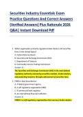 Securities Industry Essentials Exam &NewLine;Practice Questions And Correct Answers &NewLine;&lpar;Verified Answers&rpar; Plus Rationale 2026 &NewLine;Q&A&vert; Instant Download Pdf  