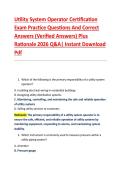 Utility System Operator Certification &NewLine;Exam Practice Questions And Correct &NewLine;Answers &lpar;Verified Answers&rpar; Plus &NewLine;Rationale 2026 Q&A&vert; Instant Download &NewLine;Pdf  