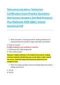 Telecommunications Technician &NewLine;Certification Exam Practice Questions &NewLine;And Correct Answers &lpar;Verified Answers&rpar; &NewLine;Plus Rationale 2026 Q&A&vert; Instant &NewLine;Download Pdf  