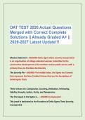 DAT TEST 2026 Actual Questions &NewLine;Merged with Correct Complete &NewLine;Solutions &vert;&vert; Already Graded A&plus; &vert;&vert; &NewLine;2026-2027 Latest Update&excl;&excl;&excl;