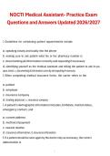 NOCTI Medical Assistant Practice Exam Questions and Answers 2026&sol;2027 &ndash; Comprehensive Healthcare Study Guide
