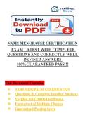 NAMS MENOPAUSE CERTIFICATION Exam LATEST 2026&sol;2027 UPDATE WITH COMPLETE QUESTIONS AND CORRECTLY WELL DEFINED ANSWERS 100&percnt;GUARANTEED PASS&excl;&excl;&excl; 