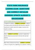 STATE FARM INSURANCE &NewLine;LICENSE EXAM  QUESTIONS &NewLine;AND CORRECT DETAILED &NewLine;ANSWERS UPDATE ALREADY A &NewLine;GRADED&vert;NEW&excl; 