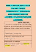 EXAM 1&colon; NSG 124&sol; NSG124 &lpar;NEW &NewLine;2026&sol; 2027 UPDATE&rpar; &NewLine;PHARMACOLOGY &vert; REVIEW WITH &NewLine;QUESTIONS AND VERIFIED &NewLine;ANSWERS&vert; 100&percnt; CORRECT&vert; GRADED &NewLine;A- HERZING&period; 