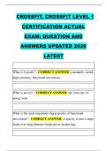 CROSSFIT LEVEL 1 &NewLine;CERTIFICATION ACTUAL &NewLine;EXAM&colon; QUESTION AND &NewLine;ANSWERS UPDATED 2026 &NewLine;LATEST