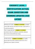 CROSSFIT LEVEL 1 &NewLine;CERTIFICATION ACTUAL &NewLine;EXAM&colon; QUESTION AND &NewLine;ANSWERS UPDATED 2026 &NewLine;LATEST 