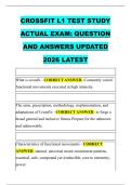 CROSSFIT L1 TEST STUDY &NewLine;ACTUAL EXAM&colon; QUESTION &NewLine;AND ANSWERS UPDATED &NewLine;2026 LATEST 