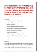 ADVANCED MEDICAL LIFE SUPPORT &lpar;AMLS&rpar; POST TEST &lpar;3 LATEST VERSIONS&rpar; REAL EXAM 150 QUESTIONS AND CORRECT ANSWERS &sol; ADVANCED MEDICAL LIFE SUPPORT&comma; AMLS PRETEST EXAM &lpar;AGRADE&rpar;